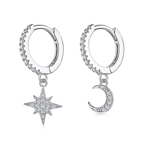 ˇShow YourselfˇStar and Moon Asymmetric Earrings