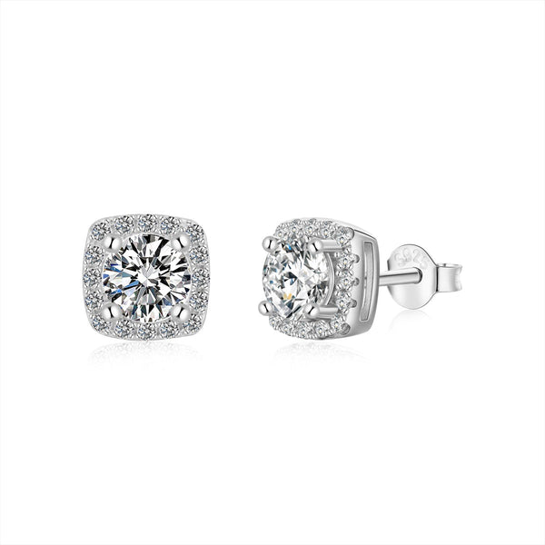 ˇShow YourselfˇClassic Round Center Stone Stud Earrings