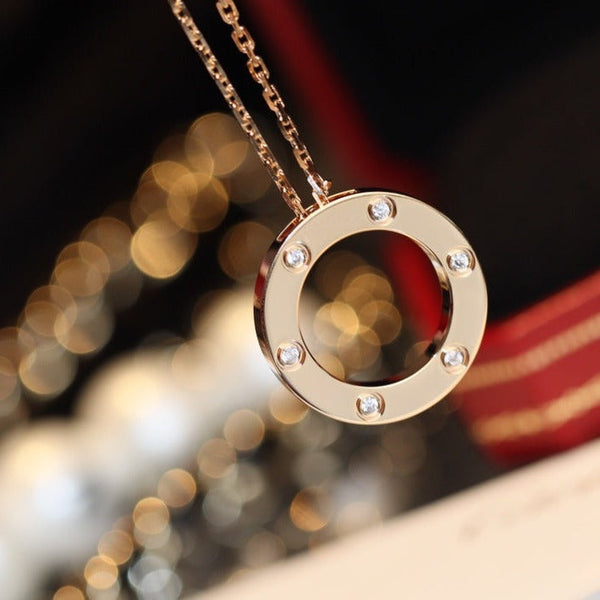 ˇShow YourselfˇLOVE NECKLACE 16MM 6 DIAMONDS PINK GOLD