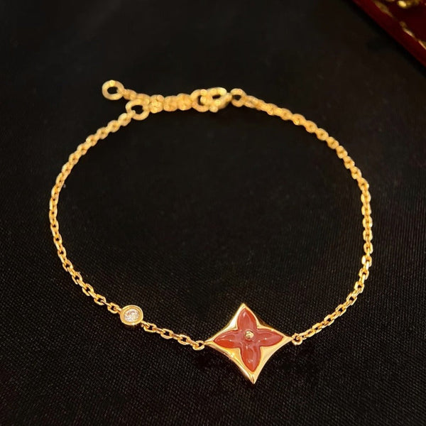 ˇShow YourselfˇCOLOR STAR CARNELIAN PINK GOLD DIAMOND BRACELET
