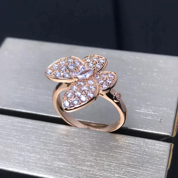 ˇShow YourselfˇBUTTERFLY PINK GOLD DIAMOND RING