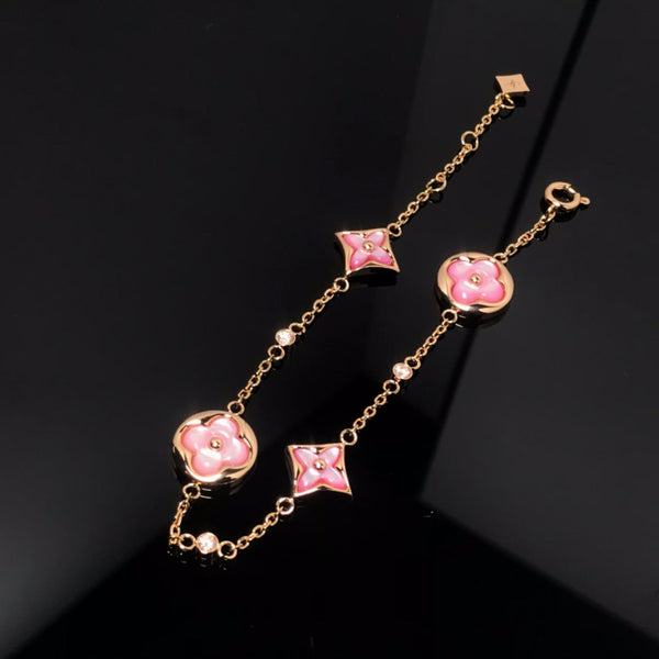 ˇShow YourselfˇSTAR AND SUN 4 MOTIF PINK MOP PINK GOLD BRACELET