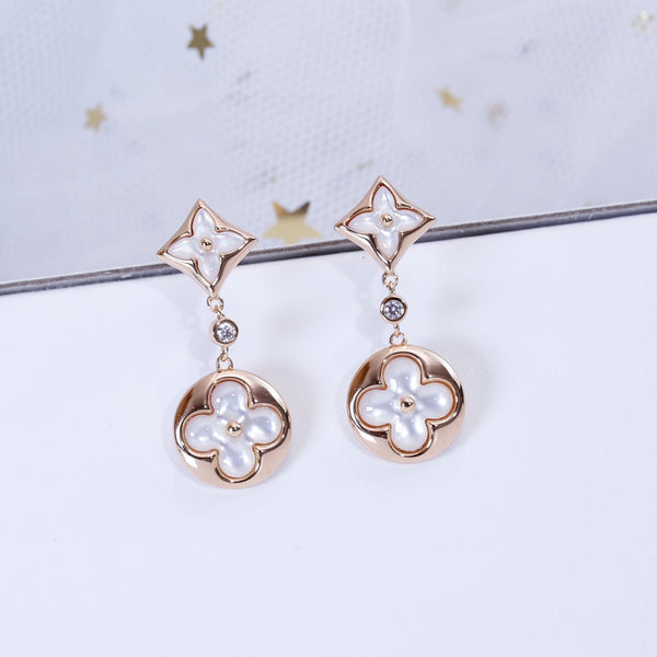 ˇShow YourselfˇSTAR AND SUN PINK GOLD MOP DROP EARRINGS