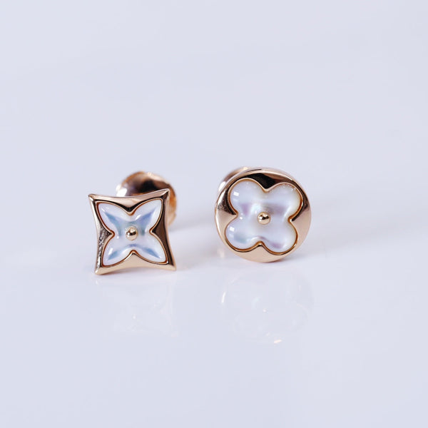 ˇShow YourselfˇSTAR AND SUN PINK GOLD MOP STUD EARRINGS