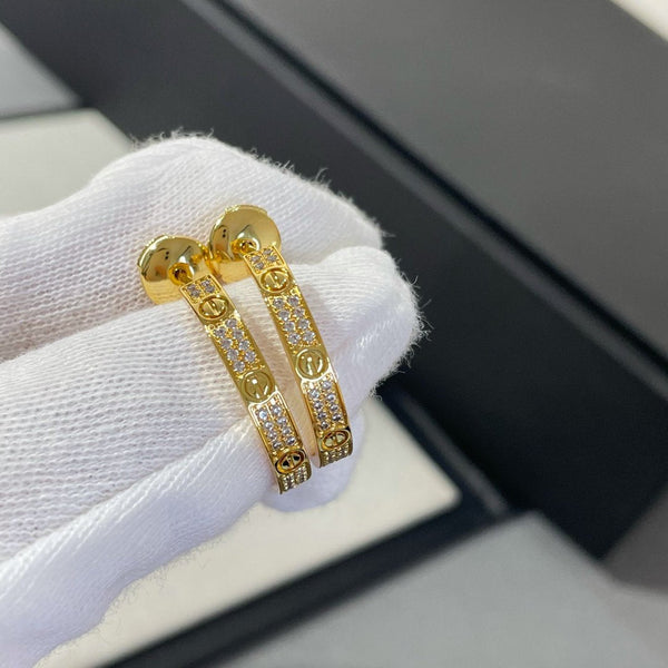 ˇShow YourselfˇLOVE DIAMOND GOLD HOOP EARRINGS