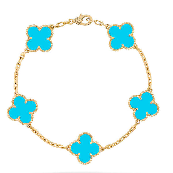 ˇShow YourselfˇCLOVER 5 MOTIFS TURQUOISE BRACELET