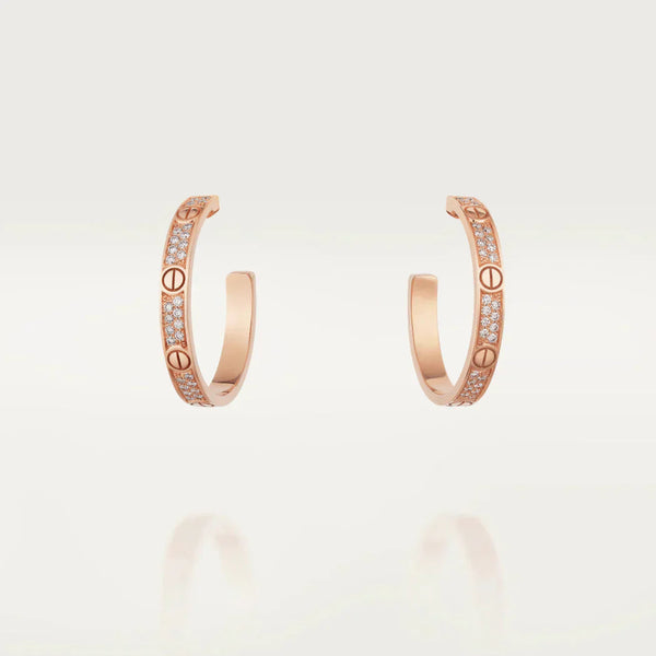 ˇShow YourselfˇLOVE DIAMOND PINK GOLD HOOP EARRINGS