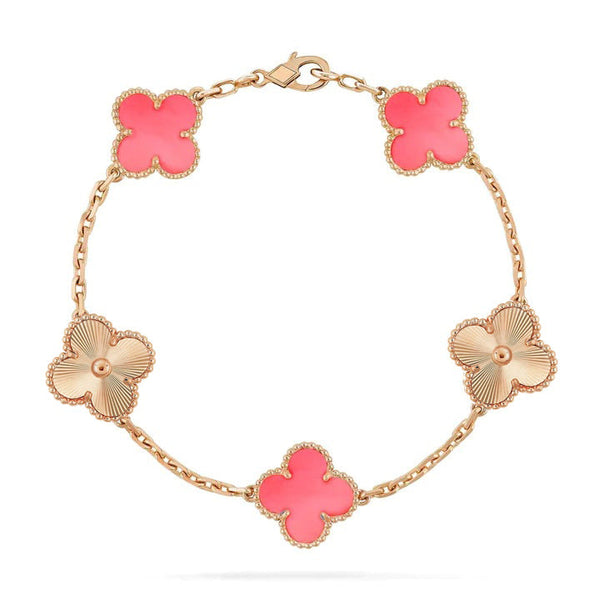 ˇShow YourselfˇCLOVER BRACELET 5 MOTIF PINK AND ROSE GOLD