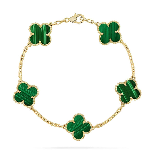 ˇShow YourselfˇCLOVER 5 MOTIFS MALACHITE BRACELET