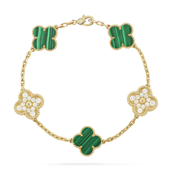 ˇShow YourselfˇCLOVER  5 MOTIF MALACHITE DIAMOND BRACELET