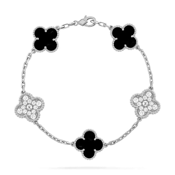 ˇShow YourselfˇCLOVER 5 MOTIF ONYXS DIAMOND BRACELET