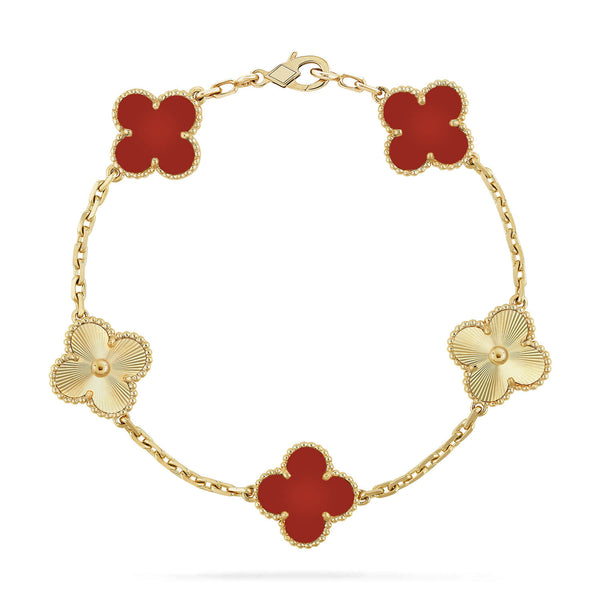 ˇShow YourselfˇCLOVER  5 MOTIFS CARNELIAN GOLD BRACELET