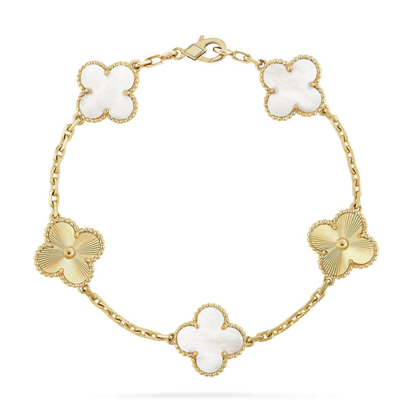 ˇShow YourselfˇCLOVER 5 MOTIF WHITE MOP LASER BRACELET