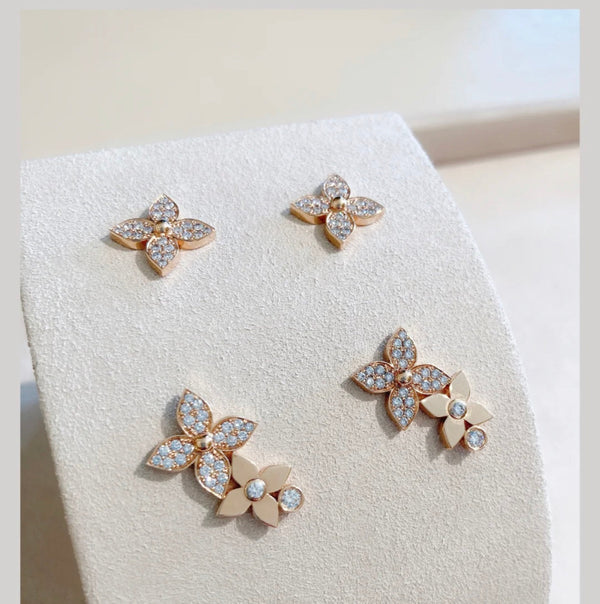 ˇShow YourselfˇSTAR BLOSSOM STUD EARRINGS PINK GOLD DIAMONDS