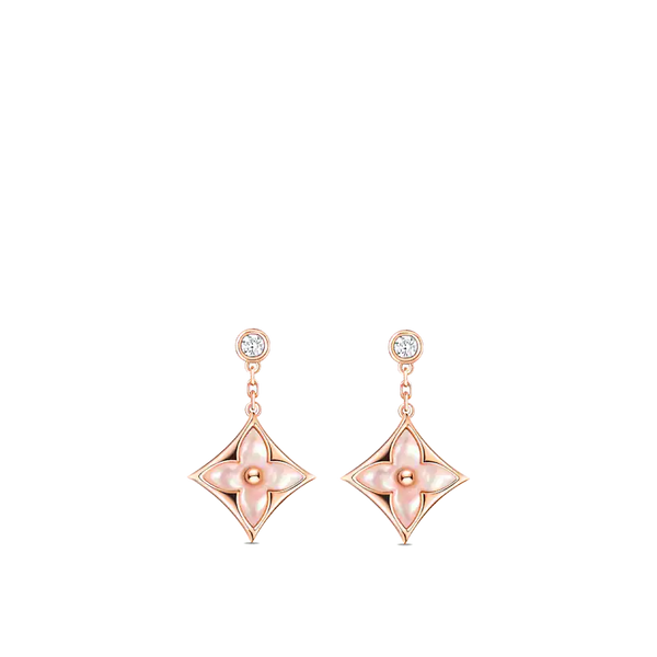 ˇShow YourselfˇDOUBLE STAR PINK GOLD MOP DROP EARRINGS