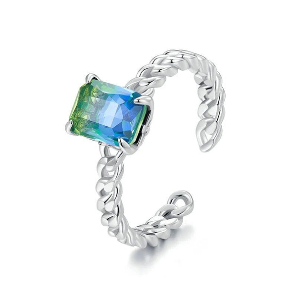 ˇShow YourselfˇBlue and Green Tourmaline Adjustable Ring