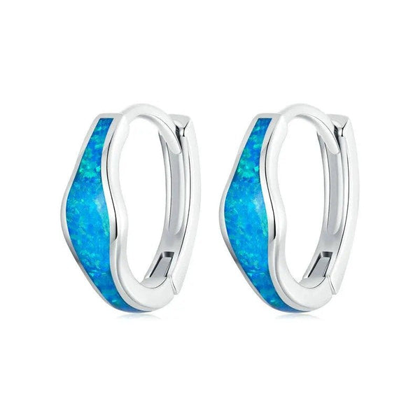 ˇShow YourselfˇOpal Hoop Earrings for Women White Gold Plated