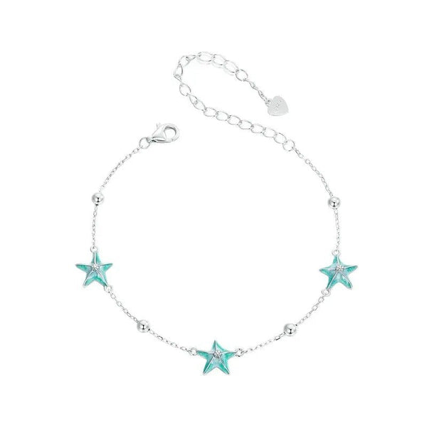 ˇShow YourselfˇGradient Blue-green Starfish Link Chain Bracelets