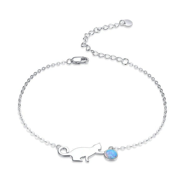 ˇShow YourselfˇCute Pussy Cat Opal Link Bracelet for Women