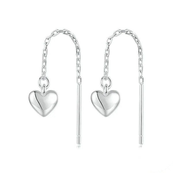 ˇShow YourselfˇSimple Heart-shaped Drop Ear Threads Long Tassel Earrings