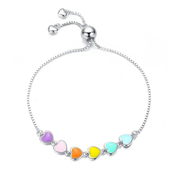 ˇShow YourselfˇRainbow Color Enamel Heart Bracelet