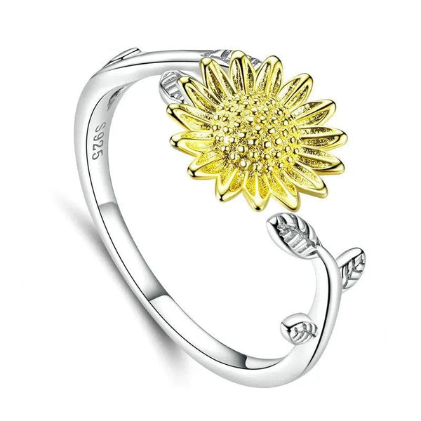 ˇShow YourselfˇSunflower Finger Rings for Women Wedding Band Engagement Statement