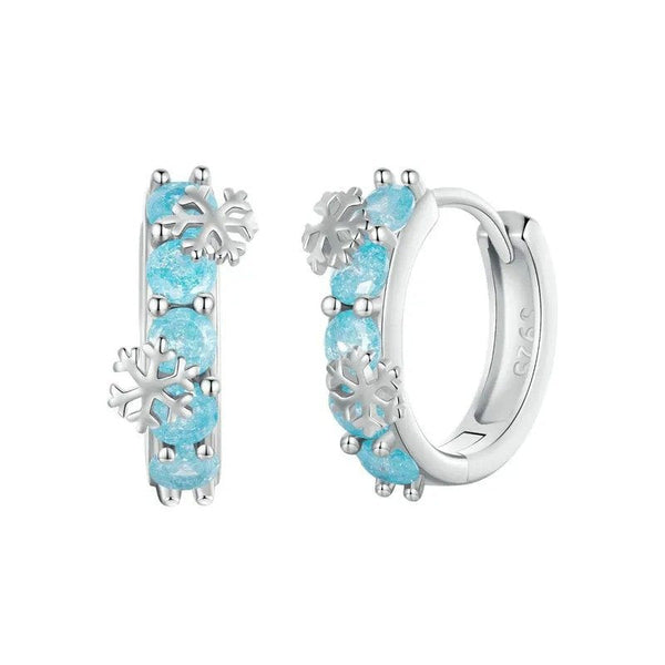 ˇShow YourselfˇIce Flower Zirconia Platinum Plated Hoop Earrings