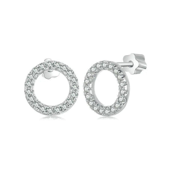 ˇShow YourselfˇForever Clear Moissanite Circle Round Stud Earrings