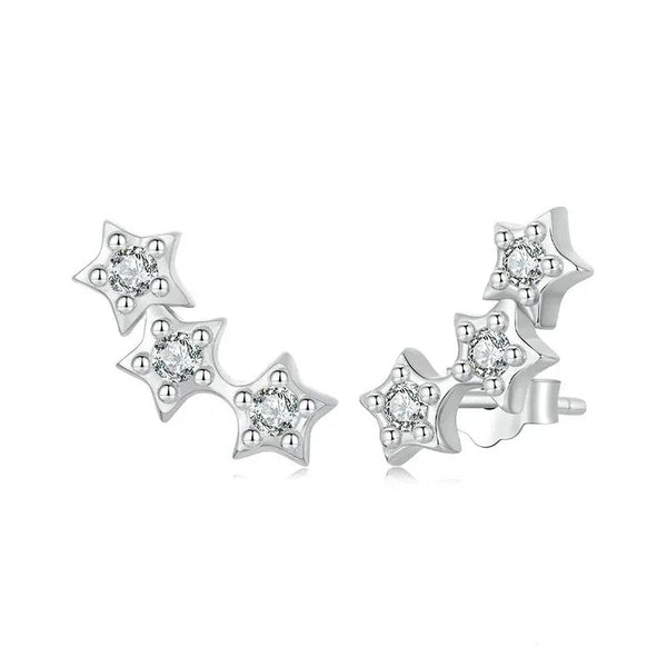 ˇShow YourselfˇSilver Tiny Star Earrings Studs Teen Girls