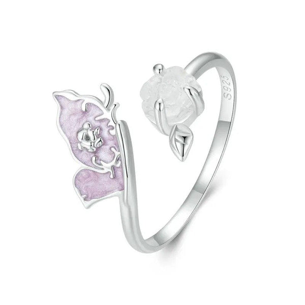 ˇShow YourselfˇPurple Magenta Enamel Butterfly Opening Ring
