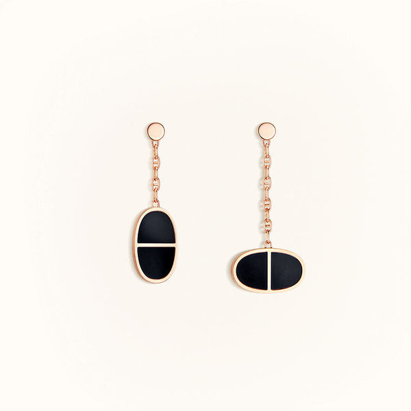 ˇShow YourselfˇCHAINE VERSO BLACK CERAMIC EARRINGS