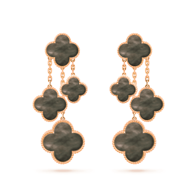 ˇShow YourselfˇCLOVER EARRINGS DARK MOP 4 MOTIFS ROSE GOLD
