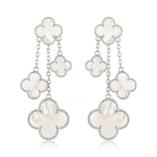 ˇShow YourselfˇCLOVER EARRINGS WHITE MOP 4 MOTIFS SILVER