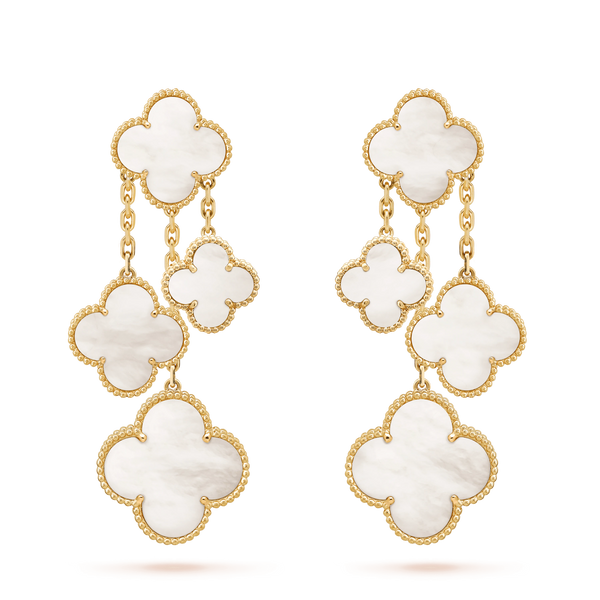 ˇShow YourselfˇCLOVER EARRINGS WHITE MOP 4 MOTIFS GOLD