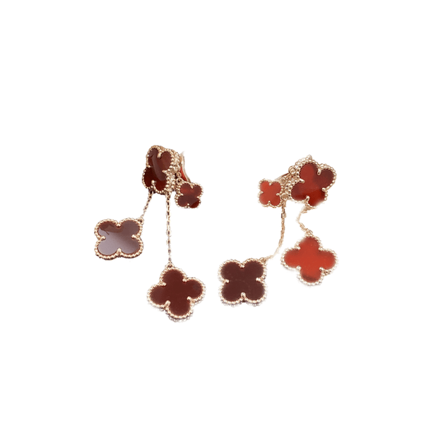 ˇShow YourselfˇCLOVER EARRINGS CARNELIAN 4 MOTIFS PINK GOLD