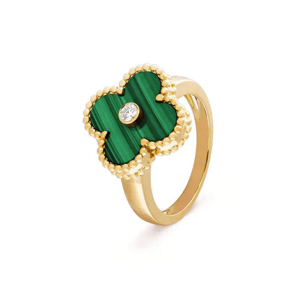 ˇShow YourselfˇCLOVER MALACHITE RING GOLD DIAMOND