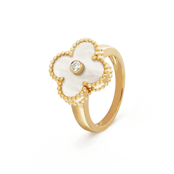 ˇShow YourselfˇCLOVER PINK MOP RING GOLD DIAMOND