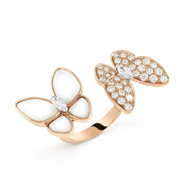 ˇShow YourselfˇTWIN BUTTERFLY DIAMOND MOP RING